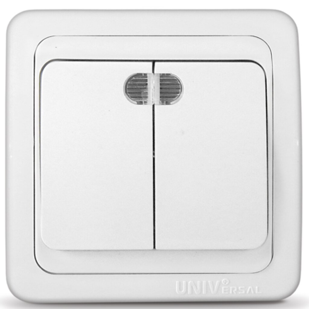 Выключатель скрытой установки, двухклавишный, без заземления, 10 А, подсветка, белый, UNIVersal, Валери, В0123 zl f40a universal fan coil unit controller fcu thermostat hvac thermostat