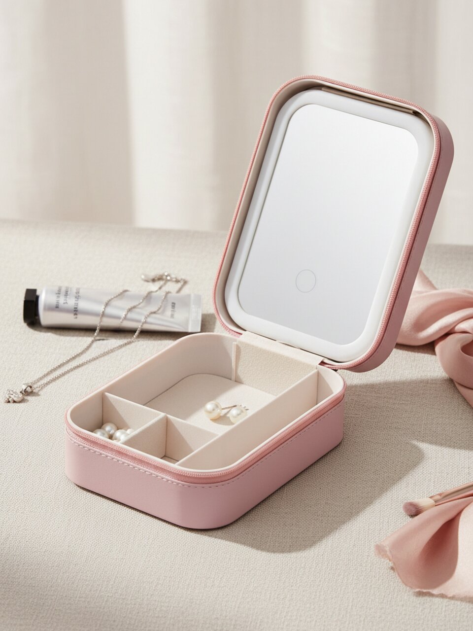 Зеркало-органайзер 16.5х11.5х6 см, розовое, Y4-11507