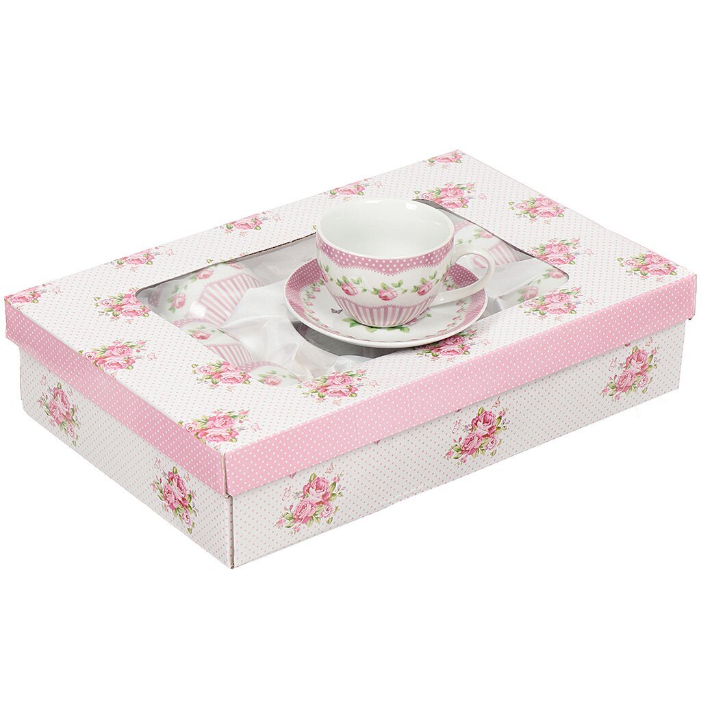 Сервиз чайный из керамики, 12 предметов, Розочки 25924