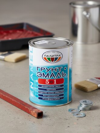 Грунт-эмаль Палитра, по ржавчине, алкидная, красная, 0.9 кг
