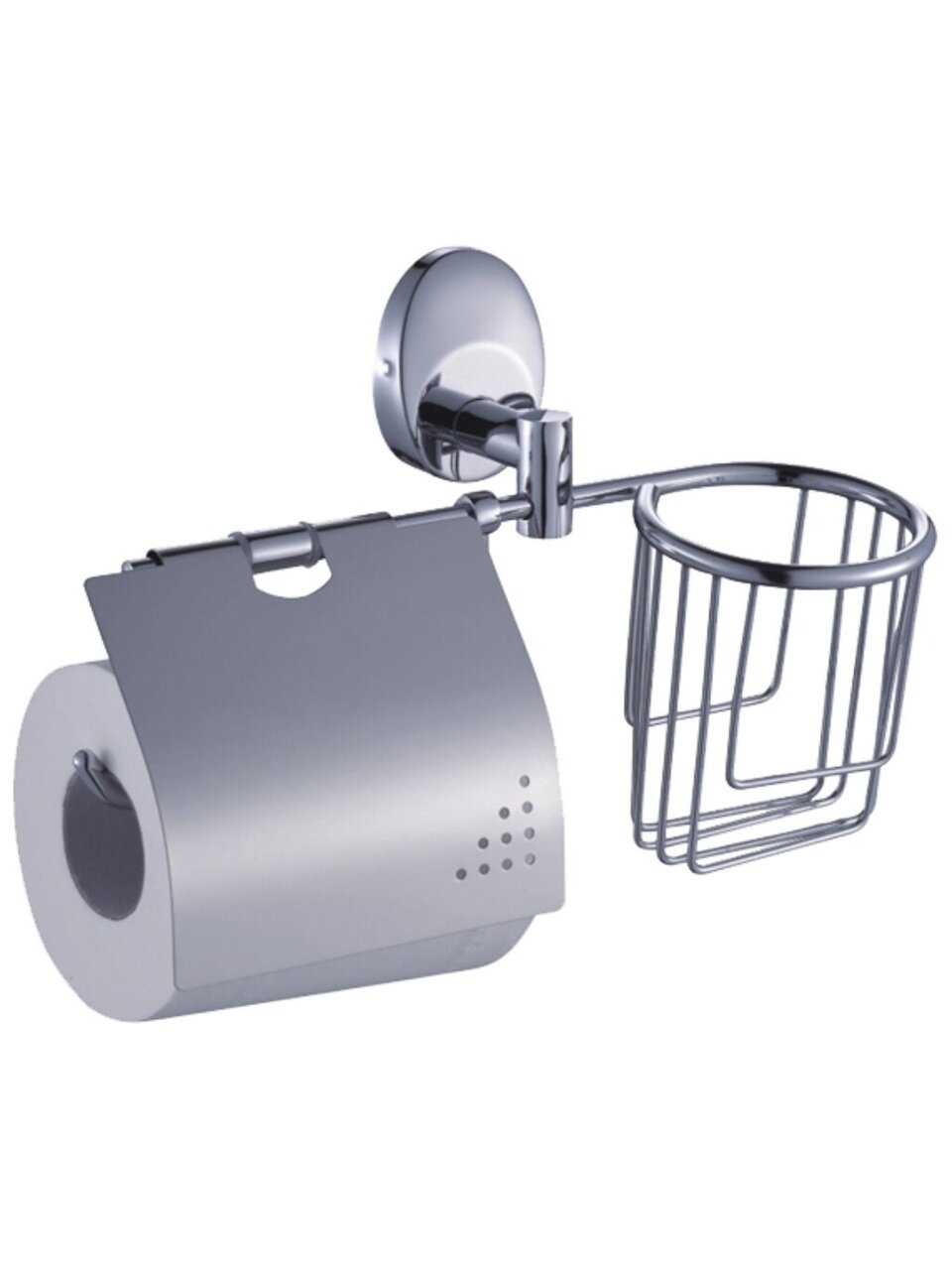 Держатель для туалетной бумаги, с корзинкой, металл, хром, Solinne, Modern, 2512.006