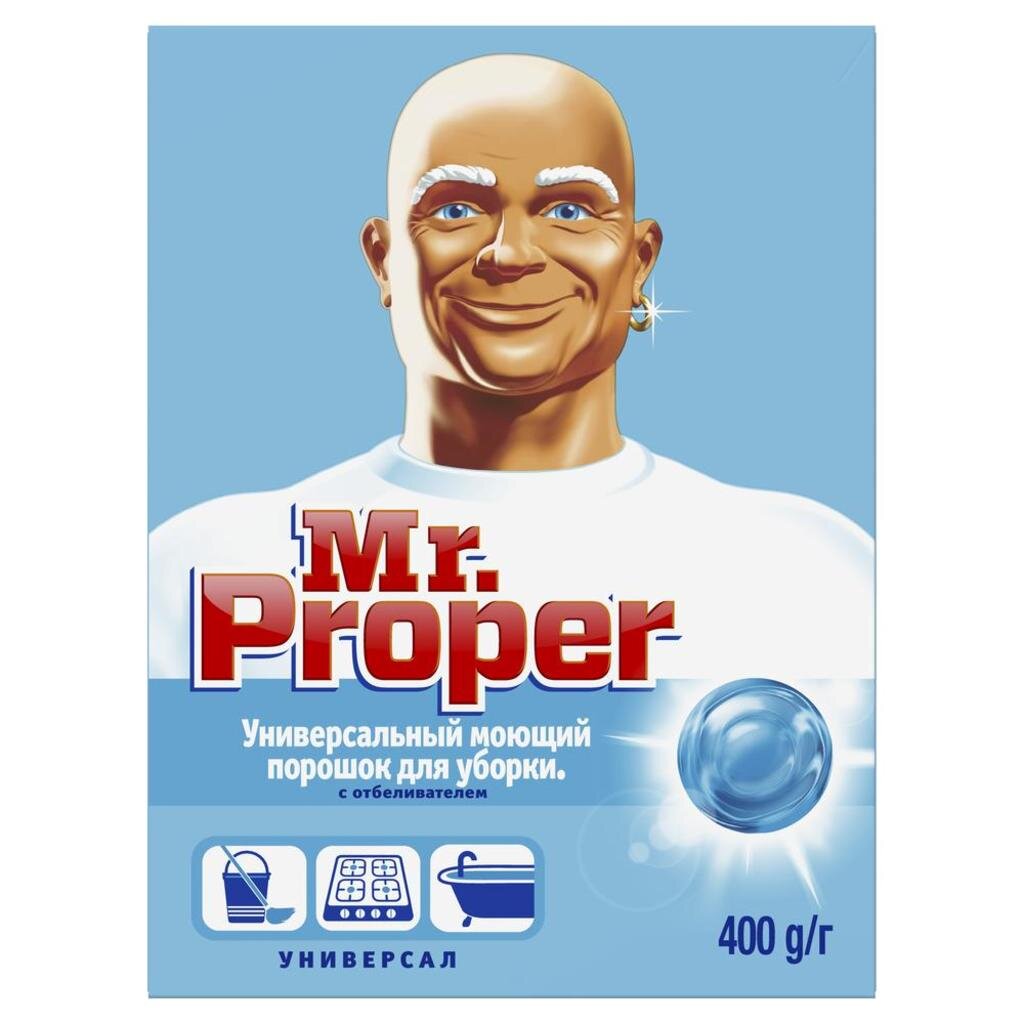 Средство для мытья полов Mr.Proper, Универсал, 400 г, с отбеливателем, 81373193 средство для мытья полов и стен mr proper бережная уборка 0 5 л