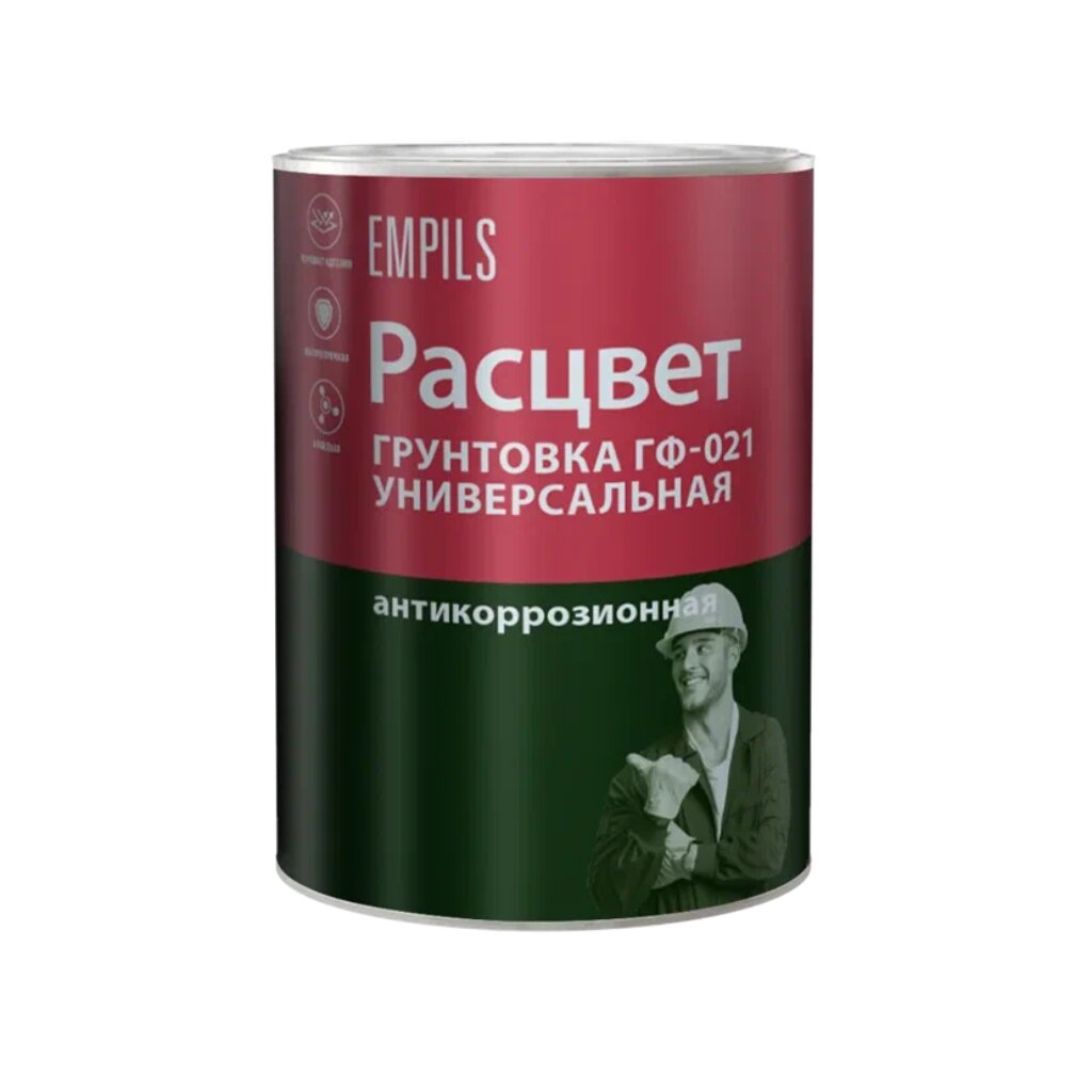 Грунтовка алкидная, Расцвет, ГФ-21, для внутренних и наружных работ, белая, 0.9 кг