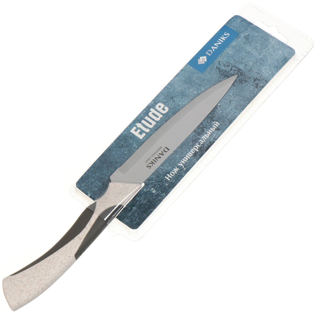 Нож кухонный Daniks, Etude, универсальный, нержавеющая сталь, 12.5 см, рукоятка пластик, YW-A377Y-UT