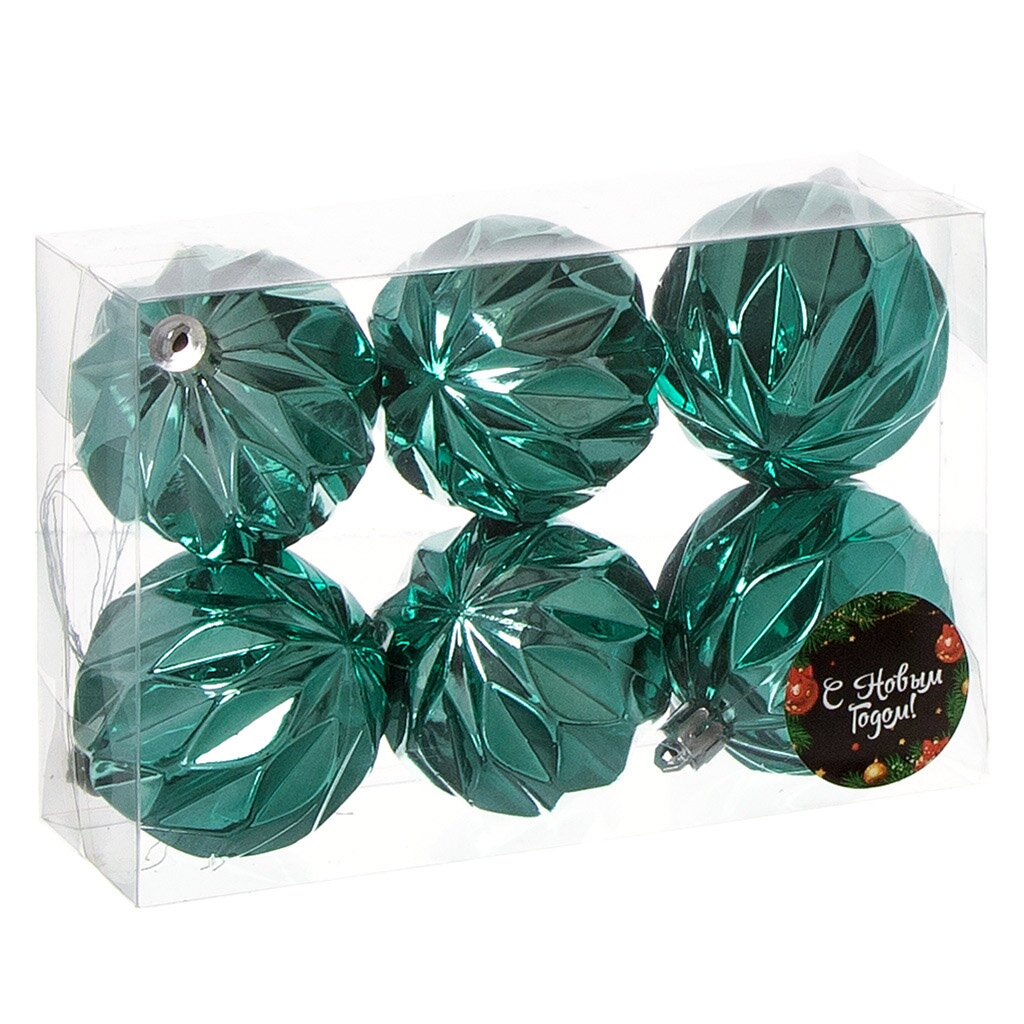 Елочный шар 6 шт, темно-зеленый, 6 см, пластик, 76056DG