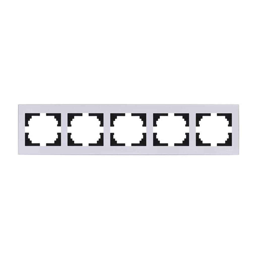 Рамка пятипостовая, горизонтальная, керамика, белая, Lezard, Rain, 703-0202-150