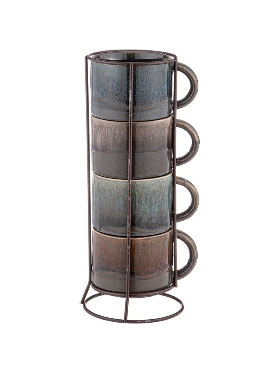 Кружка керамика, 4 шт, 180 мл, Reactive Glaze, Lefard, 155-775, металлическая подставка
