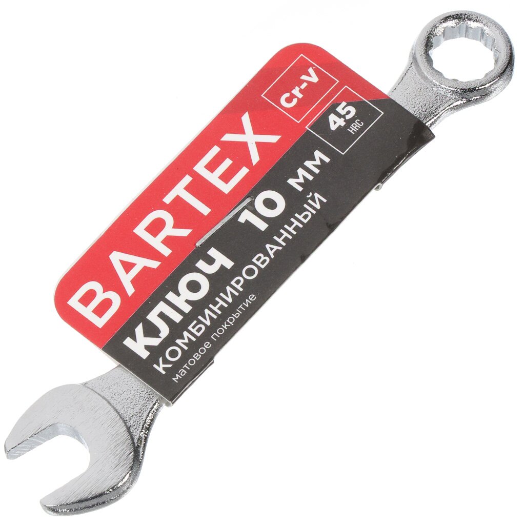 Ключ комбинированный, Bartex, 10 мм, CrV сталь, Эко ключ комбинированный bartex 8 мм crv сталь эко