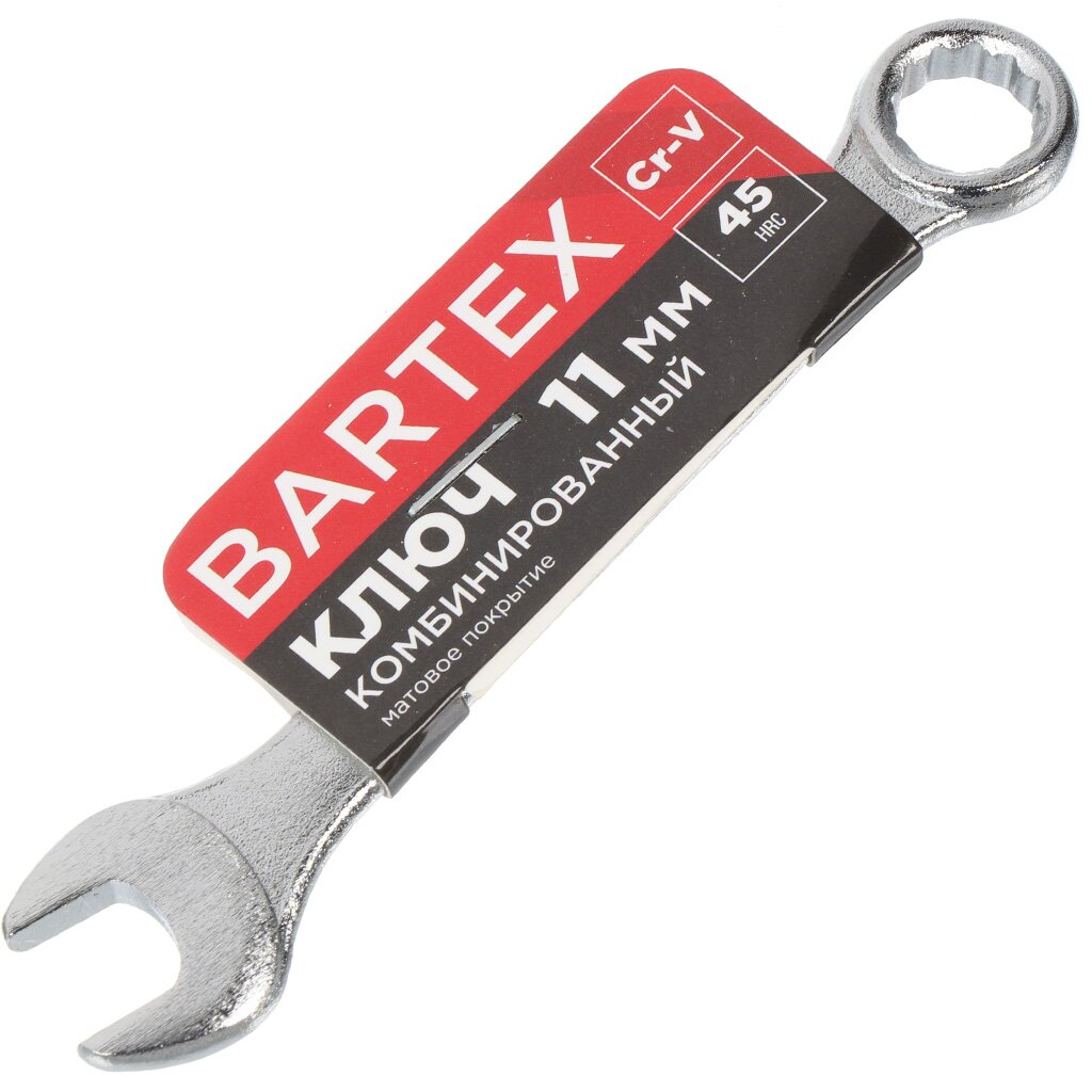 Ключ комбинированный, Bartex, 11 мм, CrV сталь, Эко ключ крестообразный гаечный bartex 170х190х210 мм сталь усиленный