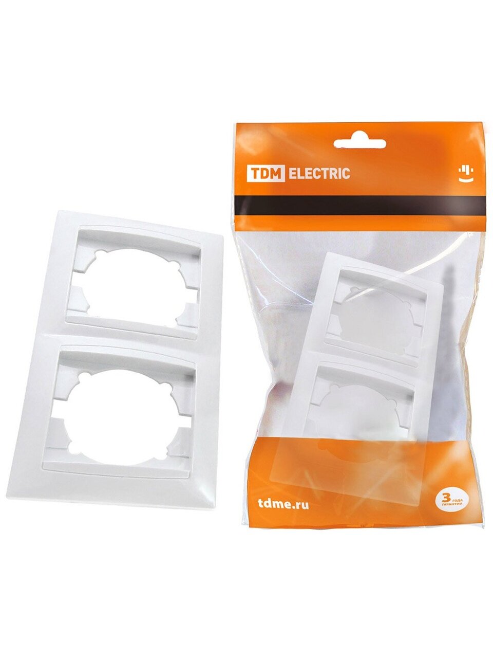Рамка двухпостовая, горизонтальная, белая, TDM Electric, Лама, SQ1815-0030