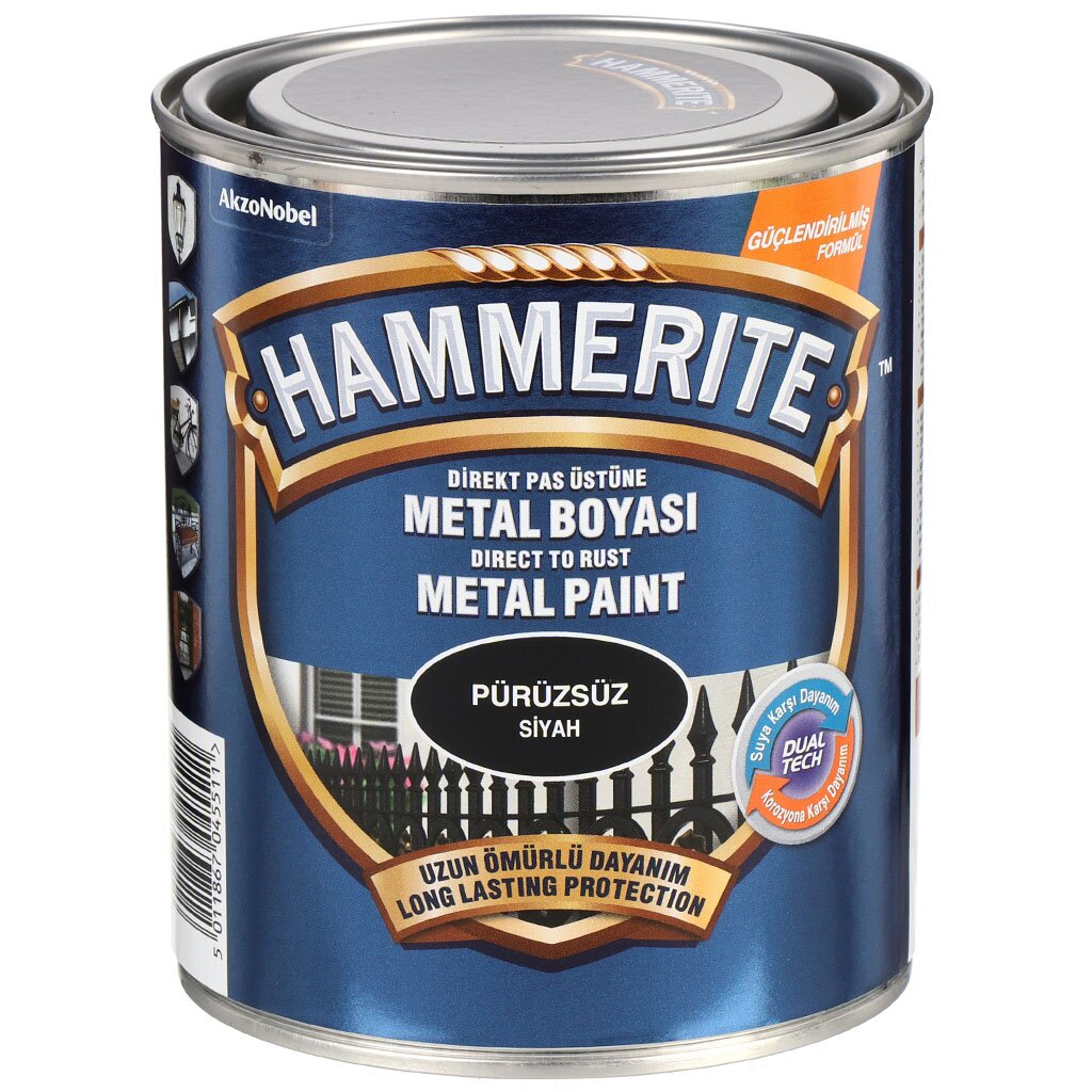 Грунт-эмаль Hammerite, по ржавч, алкид, чер, 0.75 кг, 5093801