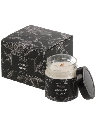 Свеча ароматизированная, 7.5х7 см, в стакане, Fbrush, Сочное манго, соевая, Black Aroma Home, 200 мл, SSB200-4