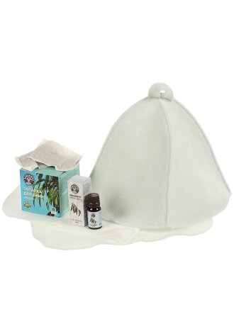 Набор для бани 4 предмета, коврик, шапка, запарка, эфирное масло, Бацькина Баня, Для души, 18027