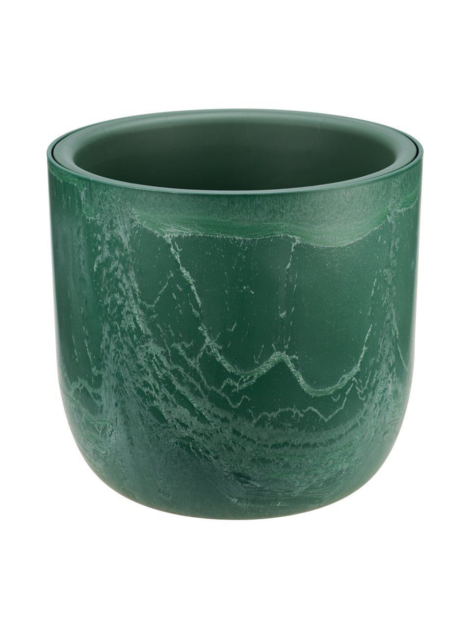 Кашпо пластик, 3.7 л, 22х22х20 см, универсальное, со вставкой, зеленый слайн, Idea, Микрит, М 3266