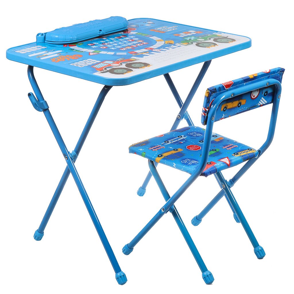 Мебель детская Nika, стол+стул мягкий, моющаяся, Познайка Большие гонки, металл, пластик, КП2/БГ складной стол nika