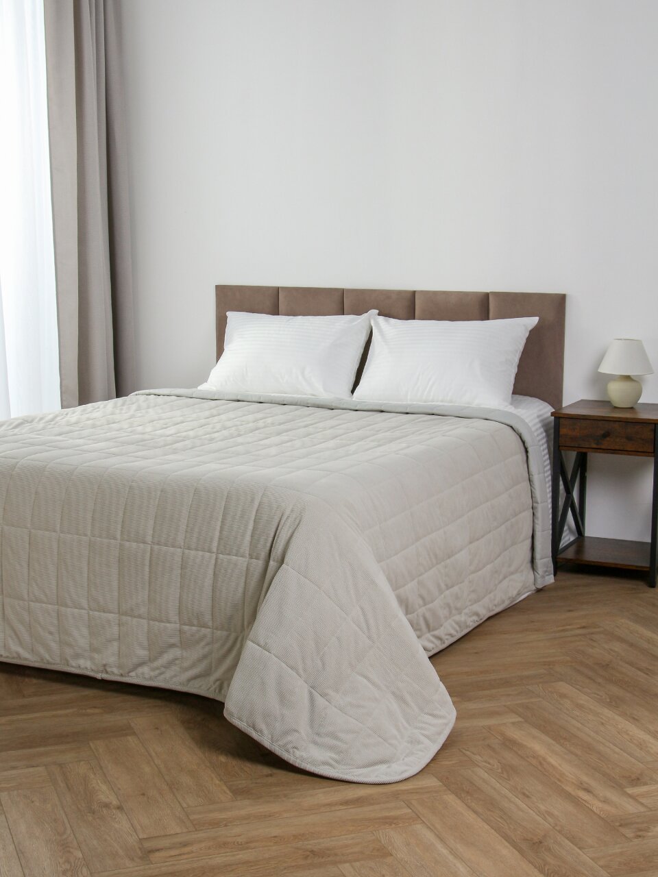 Покрывало евро, 240х260 см, 100% полиэстер, Silvano, Velvet, светло-серое