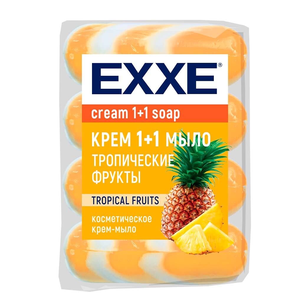 Крем-мыло косметическое Exxe, 1+1 Тропические фрукты, 4 шт, 75 г крем мыло shalet миндальное мороженое 500 мл питательное