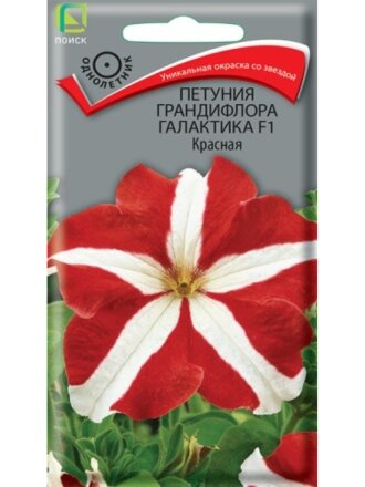 Семена Цветы, Петуния, Грандифлора Галактика F1 Красная, цветная упаковка, Поиск