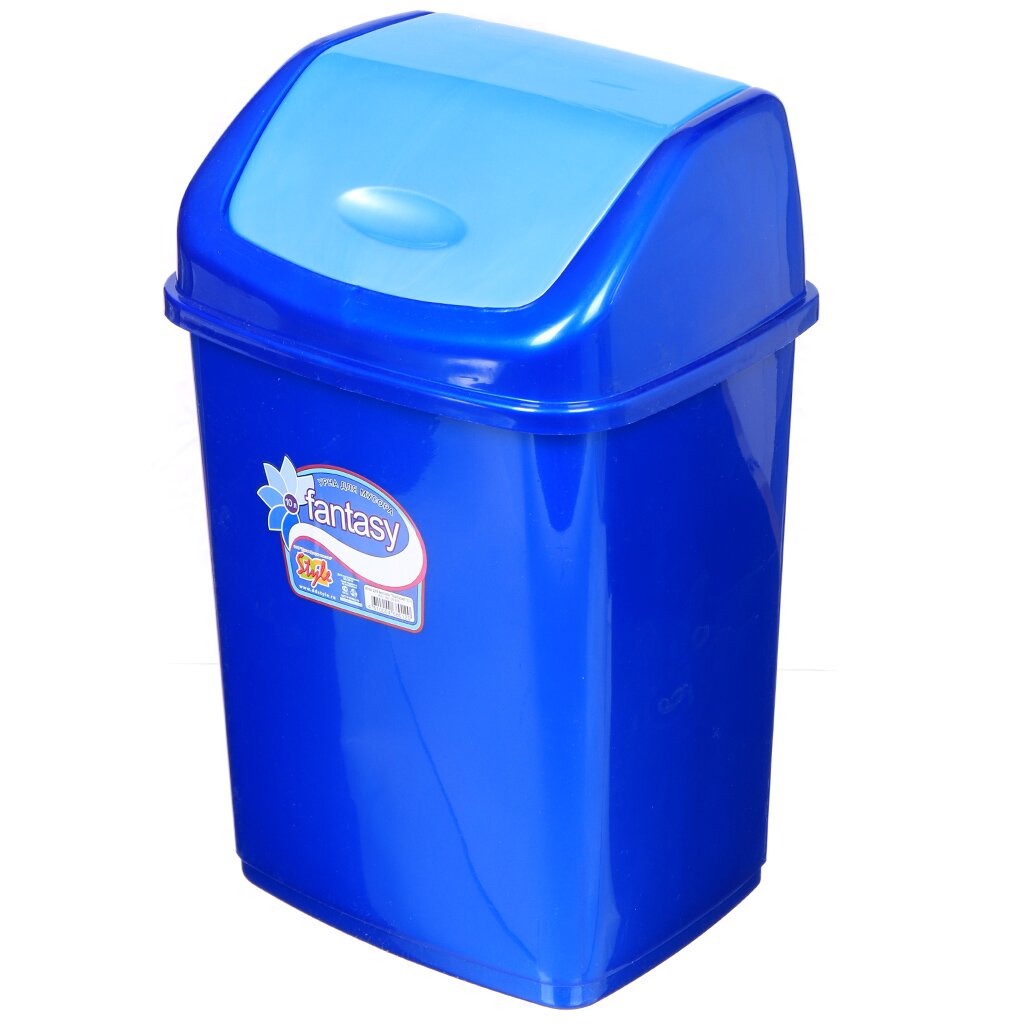 Контейнер для мусора пластик, 10 л, прямоугольный, плавающая крышка, синий перламутровый, Dunya Plastik, Sympaty, 09402