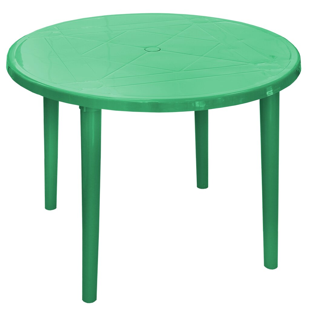 Стол пластик, Стандарт Пластик Групп, 91х91х71 см, круглый, пластиковая столешница, зеленый, 130-0022