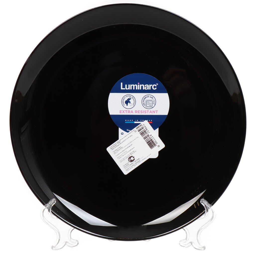 Тарелка обеденная, стеклокерамика, 25 см, круглая, Diwali Noir, Luminarc, P0867, черная тарелка обеденная уотер колор 25см luminarc j4652