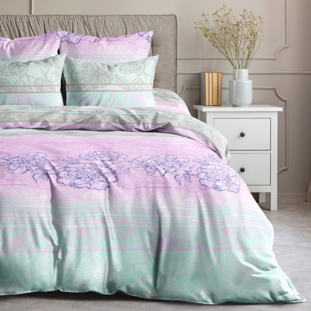 Постельное белье Ночь нежна семейное бязь (простыня 220х240 см, 2 наволочки 70х70 см, 2 пододеяльника 142х215 см) Лето голубой 7452-2