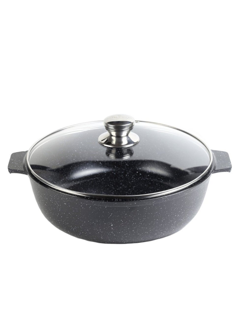 Жаровня алюминий, 26 см, 3 л, антипригарное покрытие, Алтей, Granit Perfection black, 09-0350-310, с крышкой