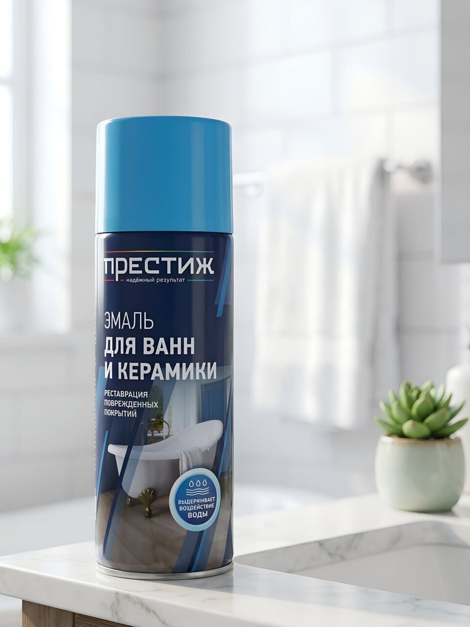 Эмаль аэрозольная, Престиж, для ванн и керамики, глянцевая, белая, 520 мл