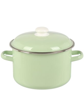 Кастрюля эмалированная сталь, 5.5 л, крышка сталь, цилиндрическая, Сибирские товары, 9MD221P, салатовая, индукция