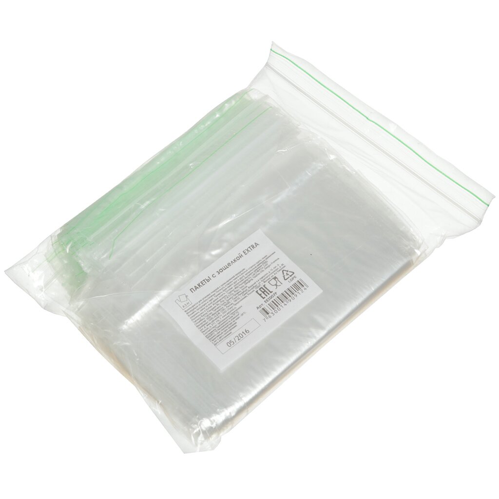 Пакет с защелкой гриппер Extra EEZ004P, 7х10 см, в упаковке 100 шт