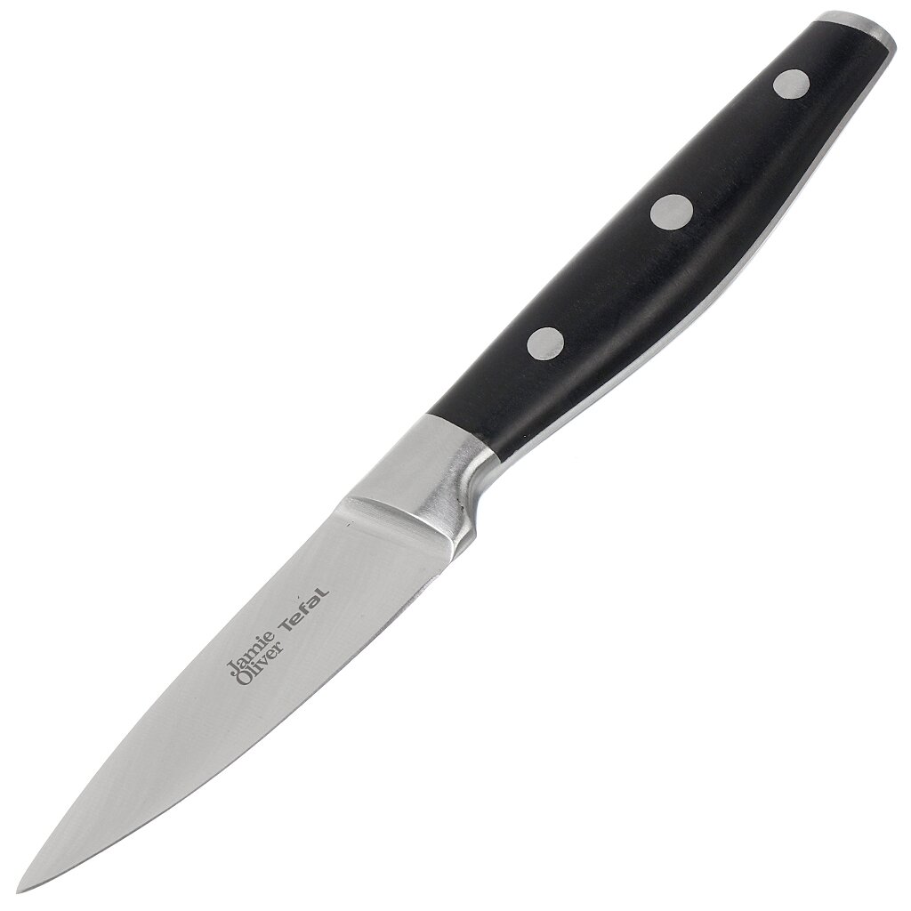 Нож кухонный Tefal, Jamie Oliver, для овощей, нержавеющая сталь, 9 см, рукоятка пластик, K2671144 универсальный нож jamie oliver 20 cм k2670244