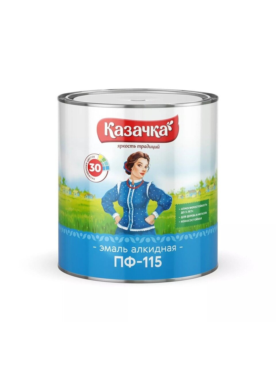 Эмаль Казачка, ПФ-115, алкидная, глянцевая, серая, 2.8 кг