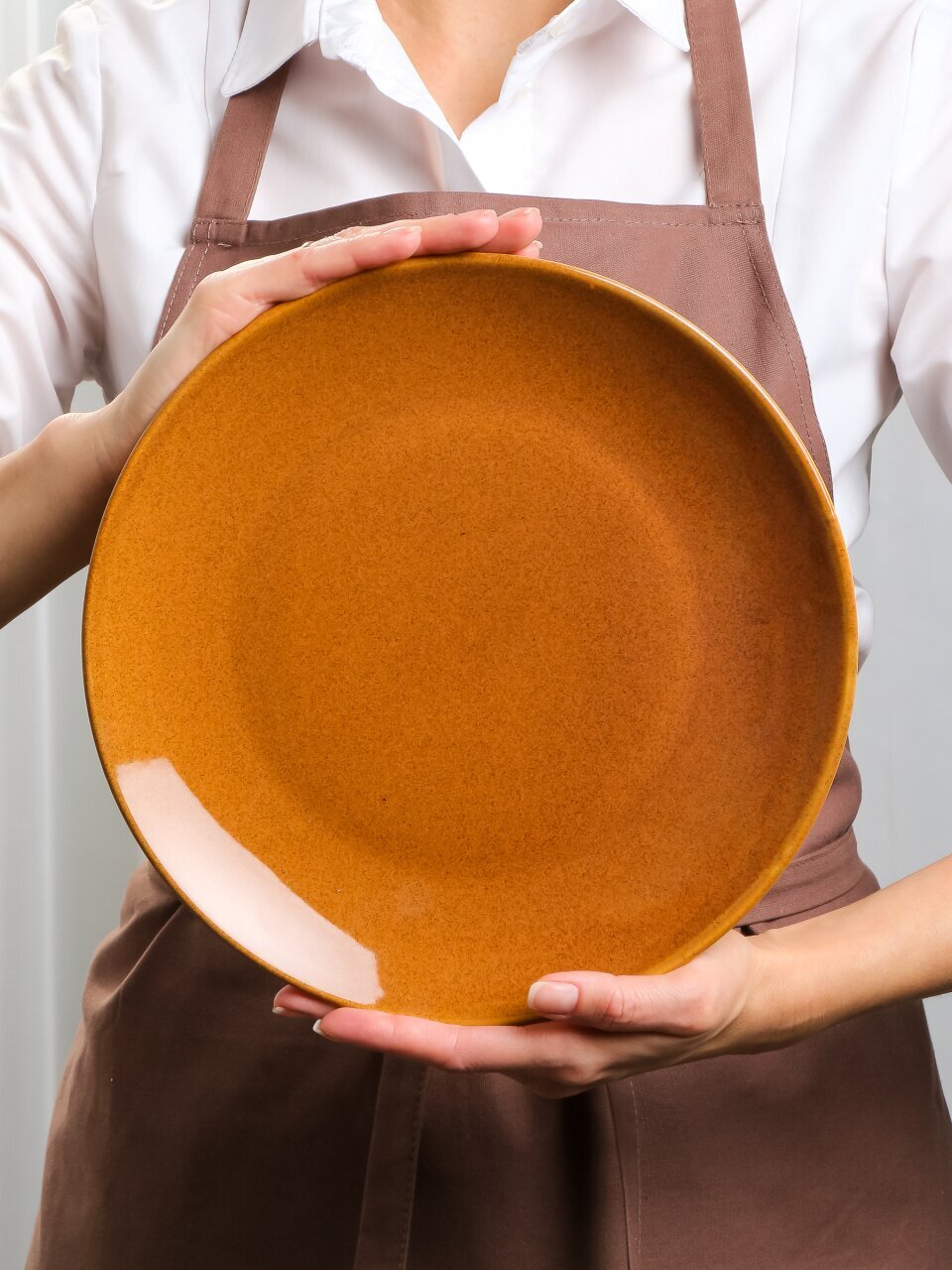 Тарелка обеденная, фарфор, 26 см, Карамель, Daniks, 15ТП26013