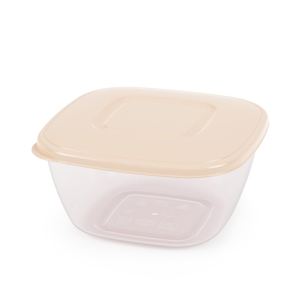 Контейнер пищевой пластик, 1.2 л, 16.6х16.6х8.8 см, бежевый, квадратный, Альтернатива, М8789 контейнер пищевой для сыра пластик 8 см альтернатива м4672
