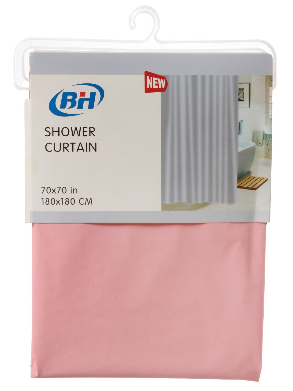 Штора для ванн 180х180 см, PEVA, Розовая однотонная, Y4-11137