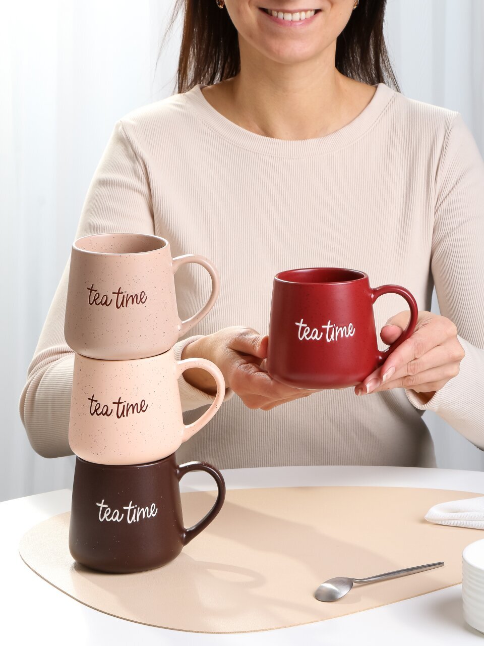 Набор кружек керамика, 4 шт, 380 мл, металлическая подставка, ТМ Глория, 202454, металл