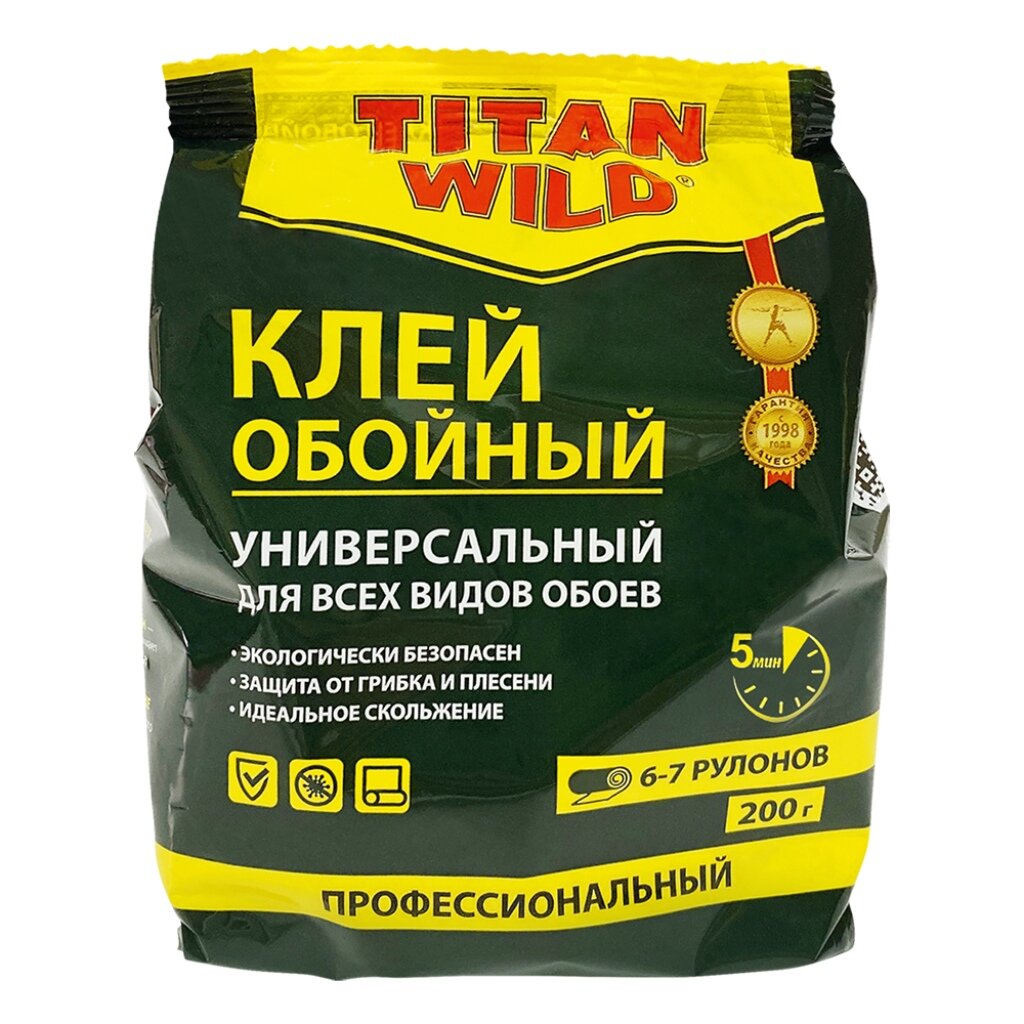 Клей универсальный, Titan Wild, 200 г, пакет, TWUni200-SP клей для флизелиновых обоев titan wild 200 г пакет twf200 sp