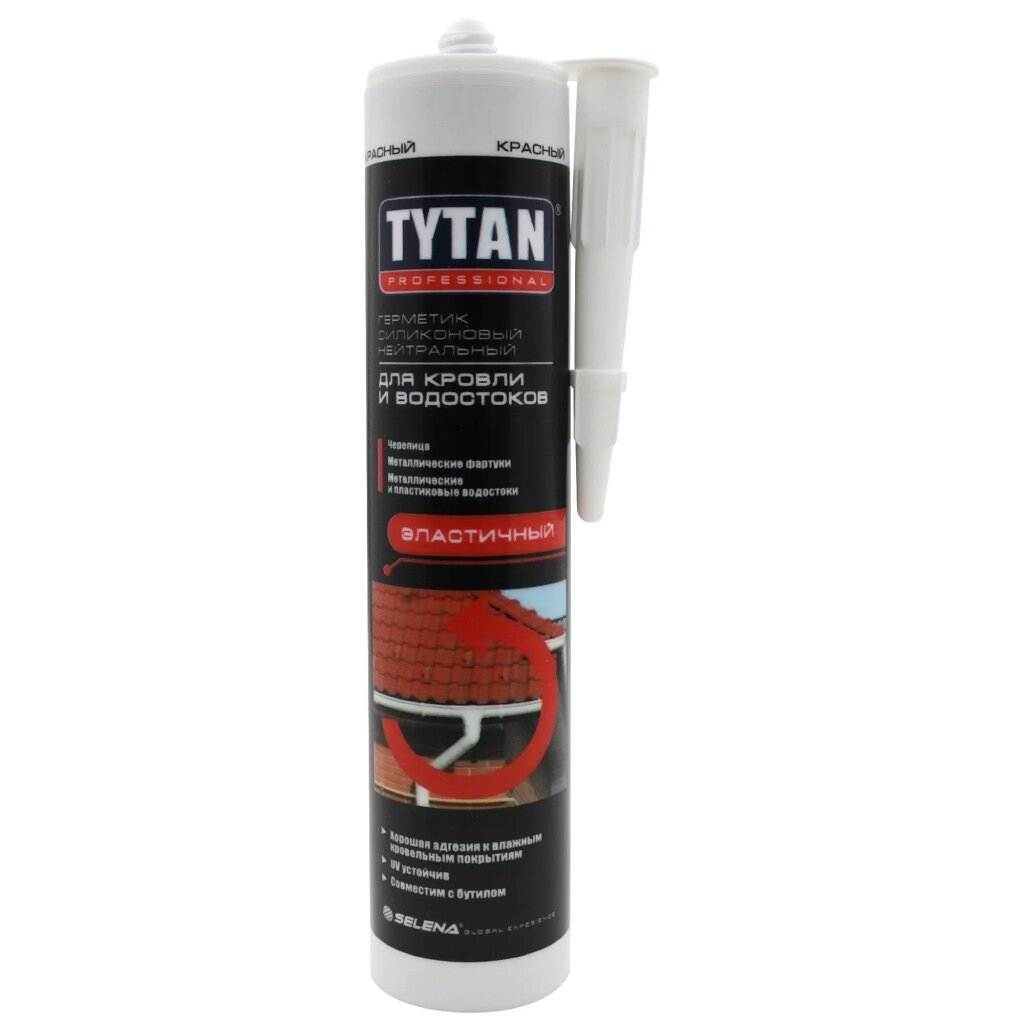 Герметик силиконовый, для кровли и водостоков, Tytan, 16684, 310 мл, красный, нейтральный герметик силиконовый tytan универсальный белый 280 мл