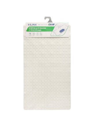 Коврик для ванной, антискользящий, 0.38х0.69 м, ПВХ, белый, Вилина, 6979, мозаика