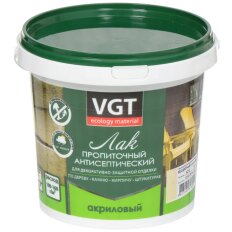 Лак VGT, антисептик, полуглянцевый, акриловый, бесцветный, для внутренних и наружных работ, 0.9 кг
