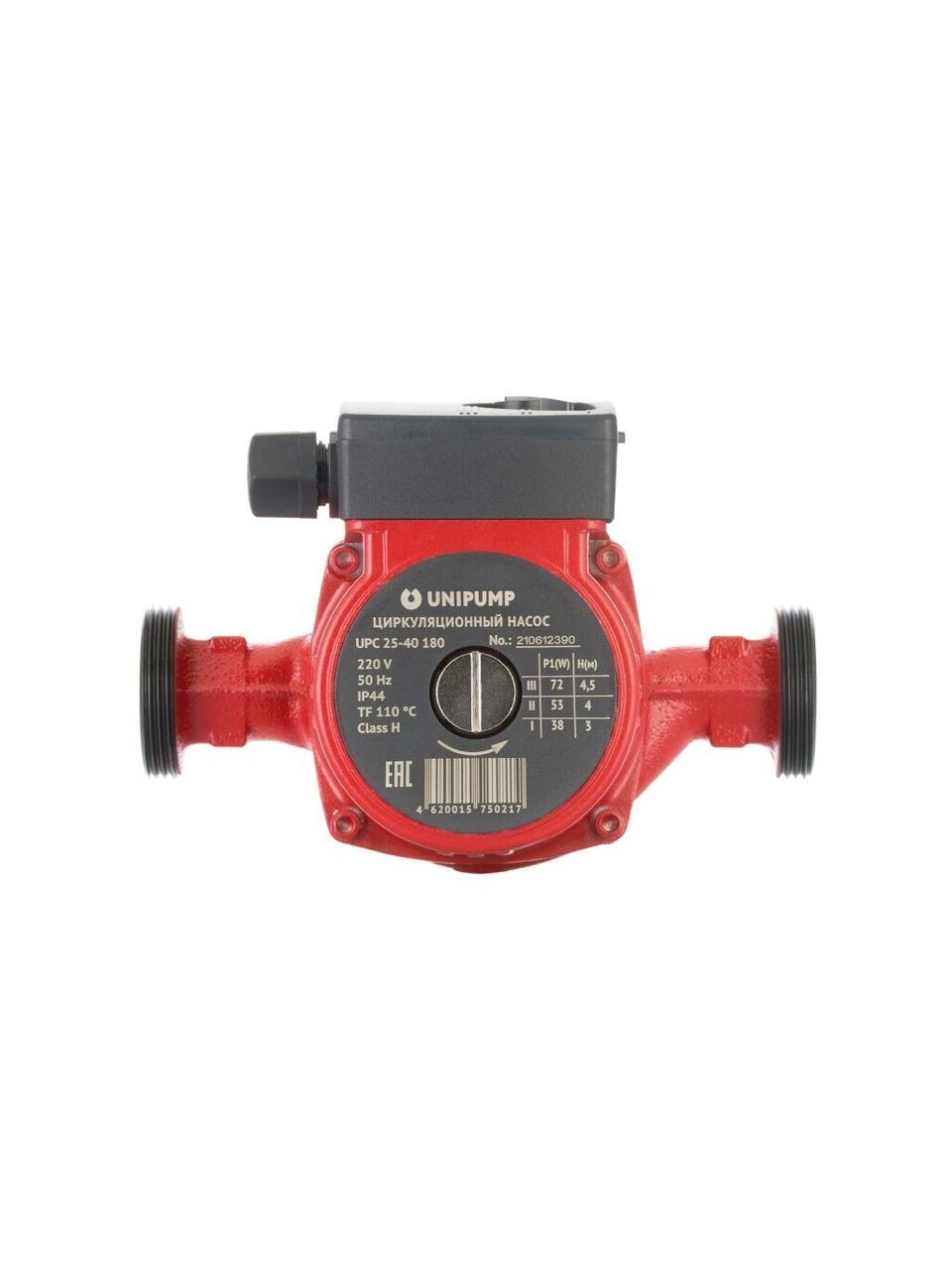 Насос циркуляционный, Unipump, 1 '', 62 Вт, максимальный напор 4 м, 3.5 м³/ч, UPС 25-40 180