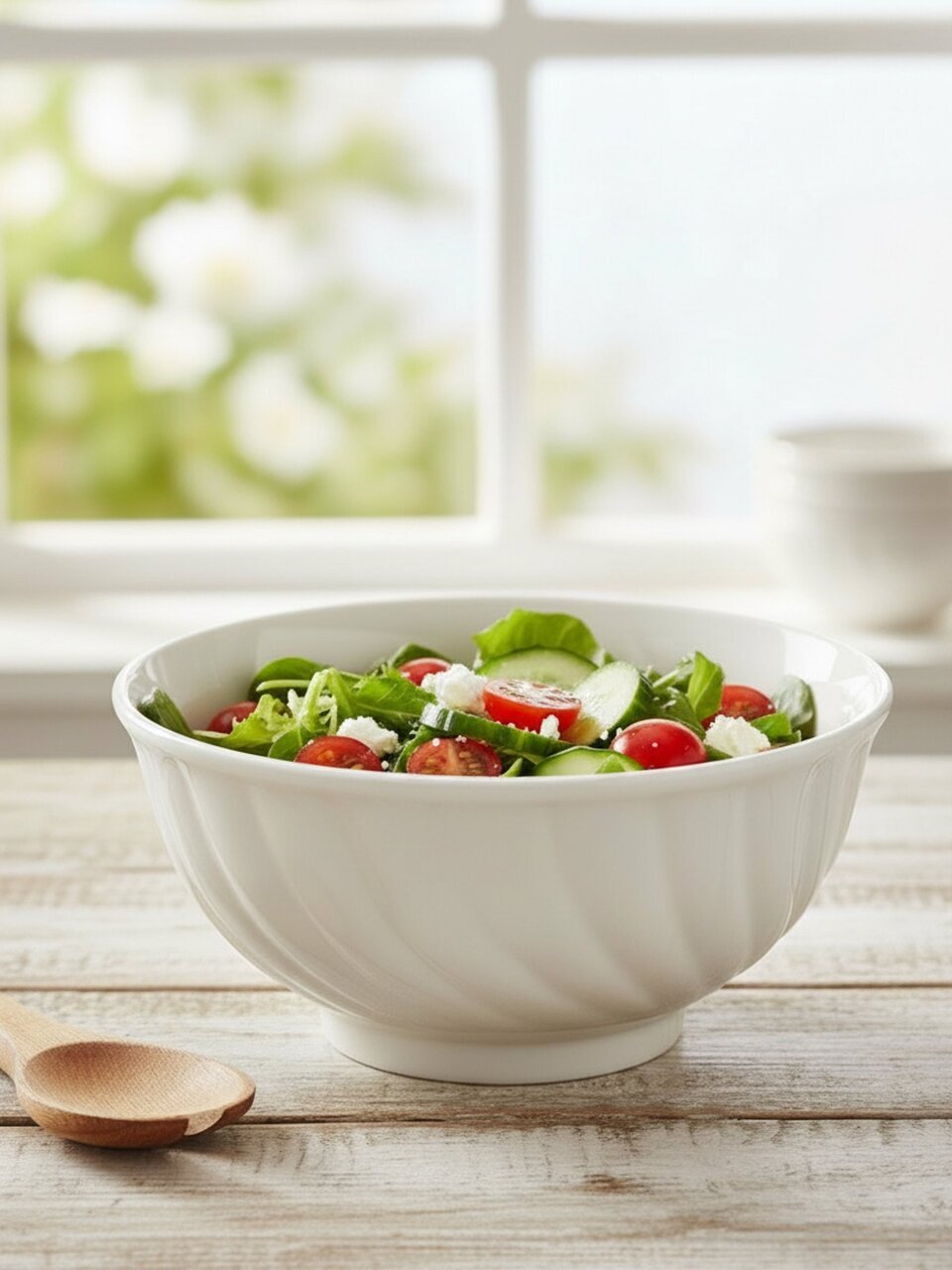 Салатник фарфор, кругл, 16 см, 0.7 л, Голубая роза Белый, Дулевский фарфор, 03520