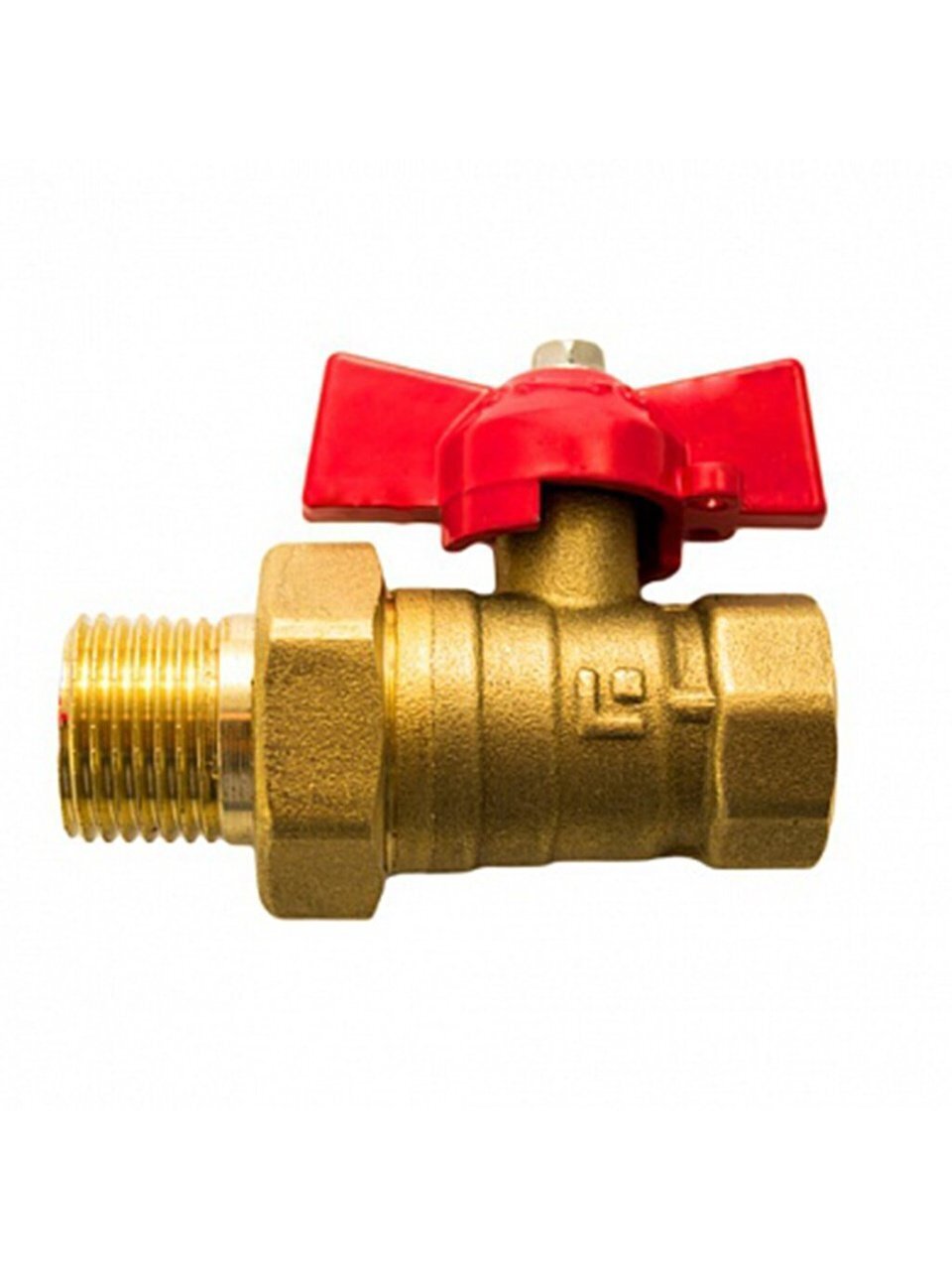 Кран для воды с американкой 1/2'', г-ш, латунь, прямой, ручка-бабочка, DN 15, 11Б27п1, STI