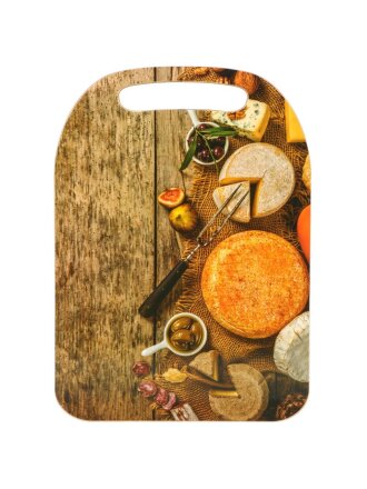 Доска разделочная дерево, 29х21х0.6 см, с ручкой, прямоугольная, Сыр, К-296