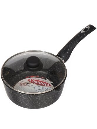 Ковш алюминий, антипригарное покрытие, 2 л, крышка стекло, бакелитовая ручка, Горница, Гранит, кш2011аг