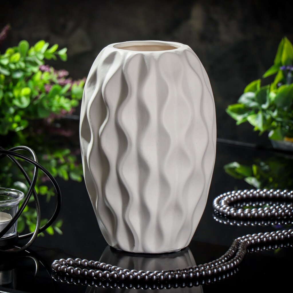 Ваза для сухоцветов керамика, настольная, 20 см, Корнелия, Y4-6558, белая ваза sofia керамика белая 20 см