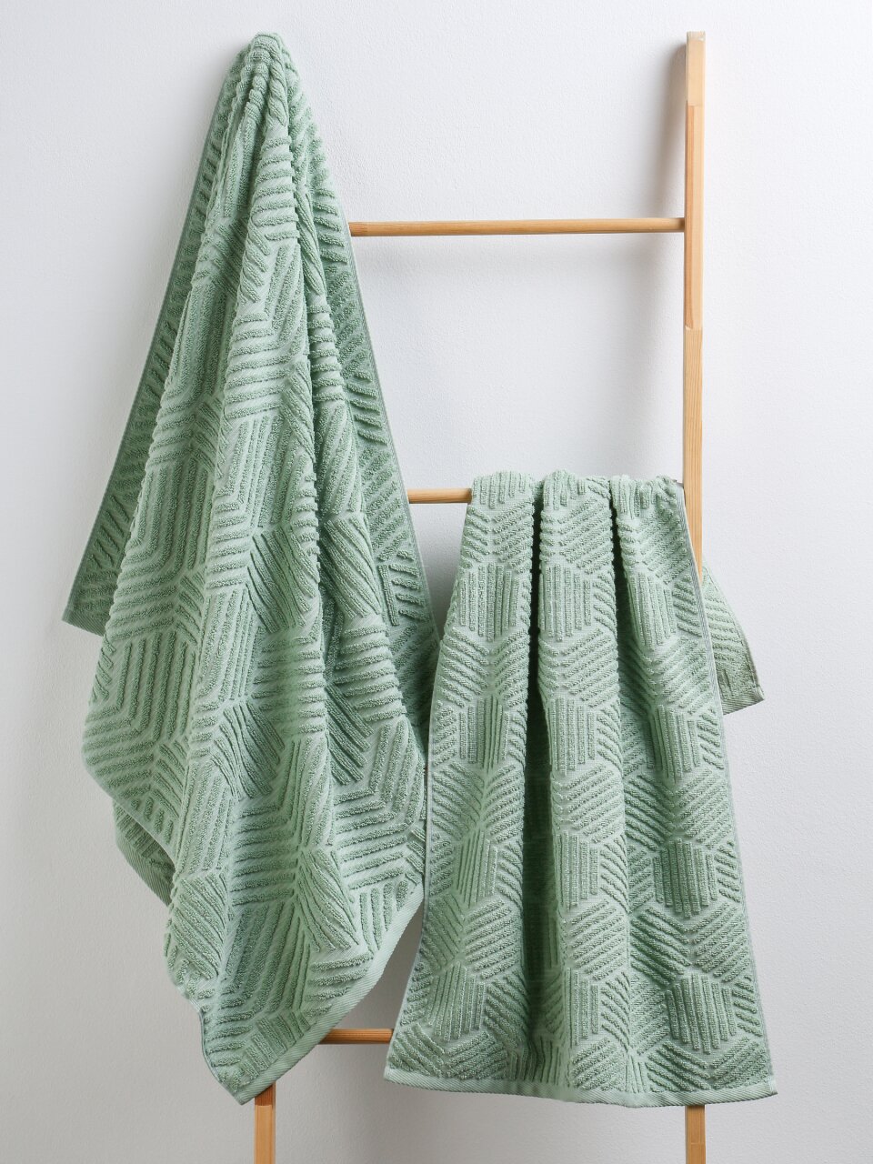 Полотенце банное 50х90 см, 100% хлопок, 450 г/м2, жаккард, Некст-3 8022, Авангард, светло-зеленое, 255, Россия