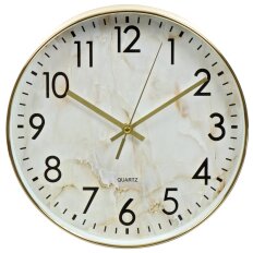 Часы настенные, кварцевые, 30 см, круглые, пластик, стекло, бежевые, Мрамор, Y4-5133