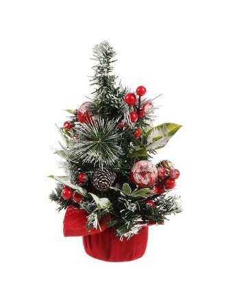 Елка новогодняя настольная, 30 см, пленка+леска, заснеженная, с декором, Y4-8406