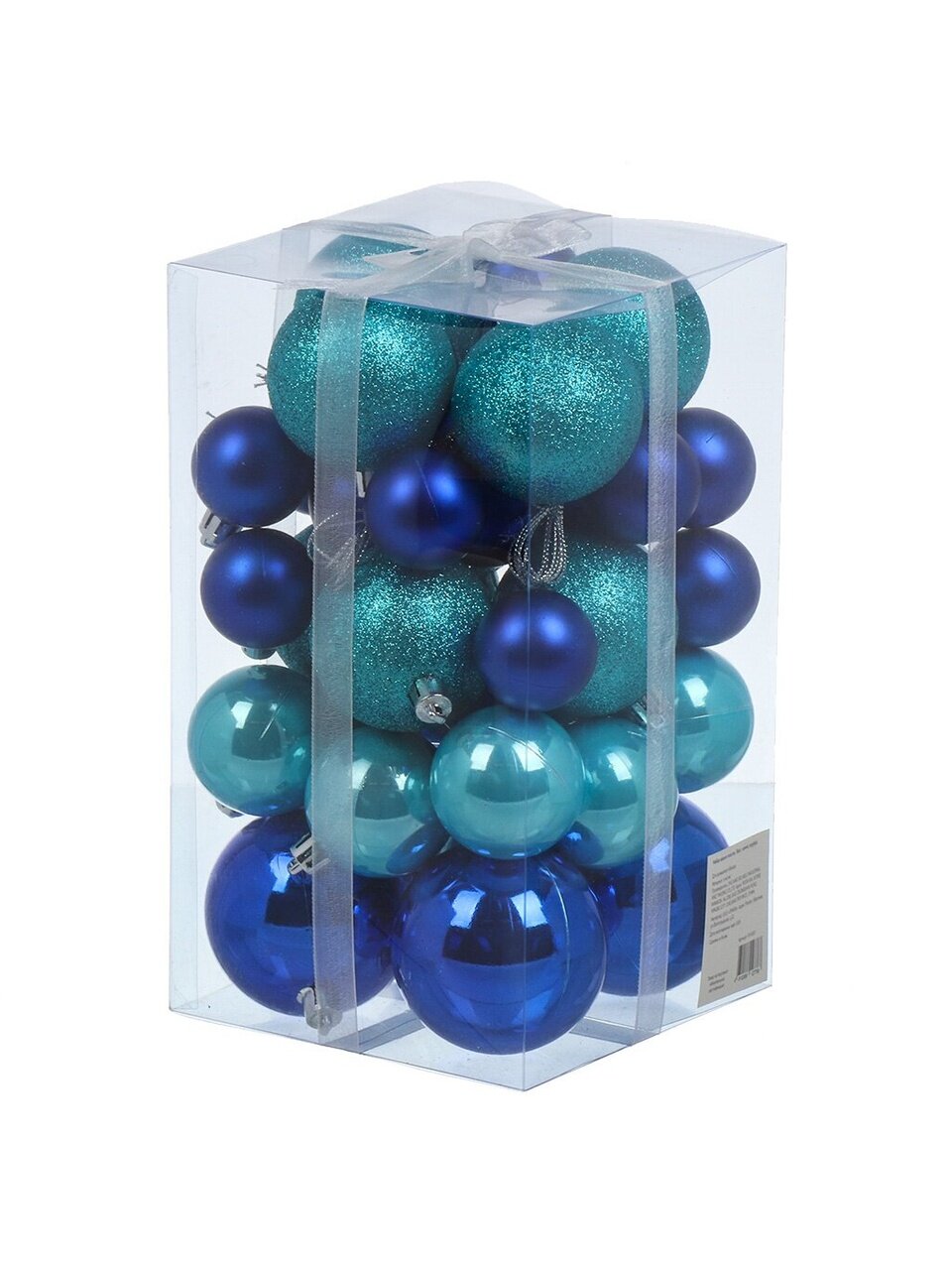 Елочный шар 38 шт, синий, голубой, пластик, F010007
